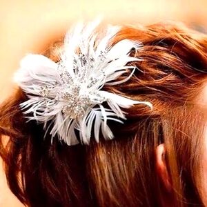 Crystal and feather hair clip
